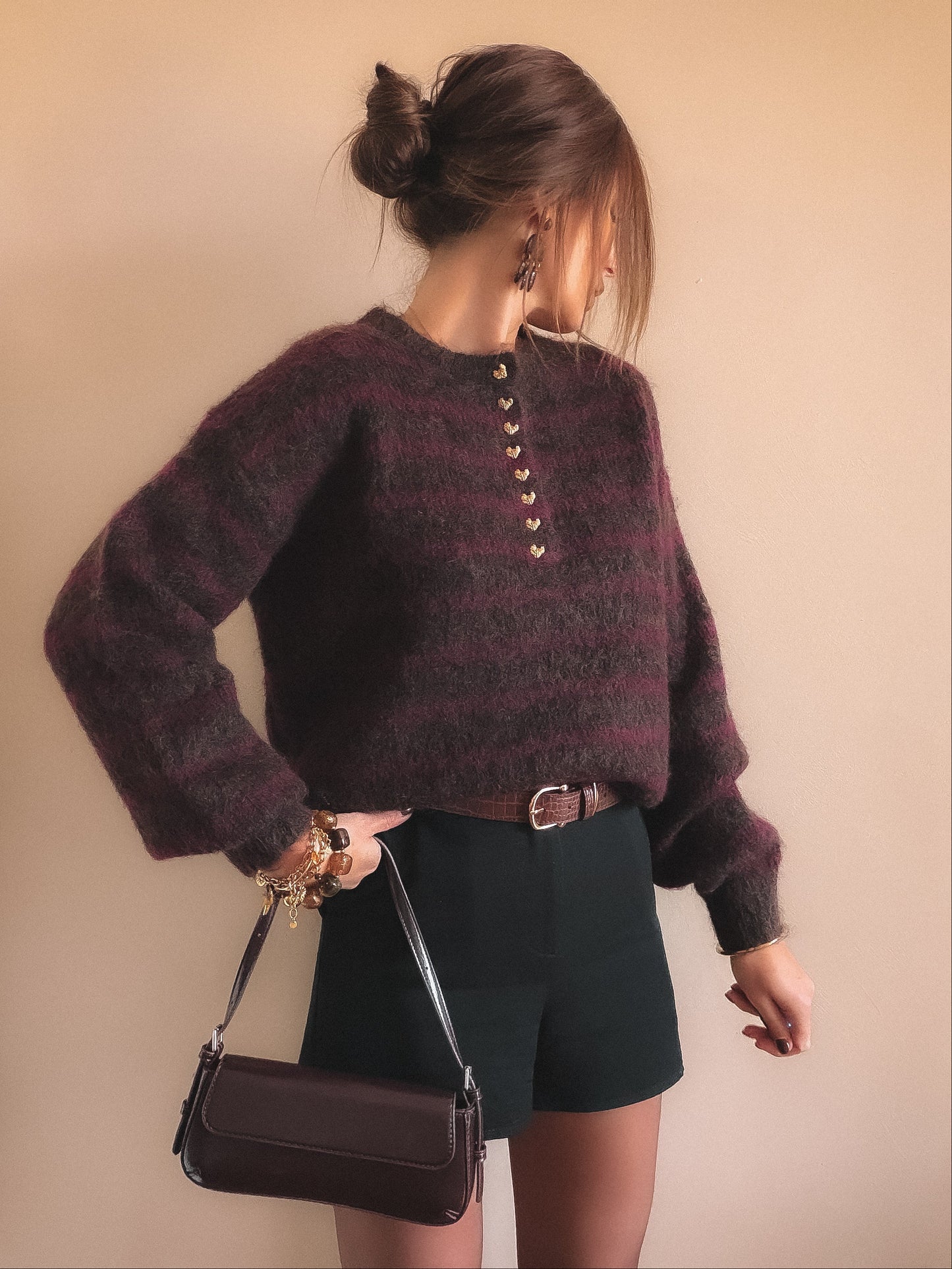 Pull Elya Rayures bordeaux