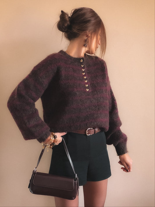 Pull Elya Rayures bordeaux