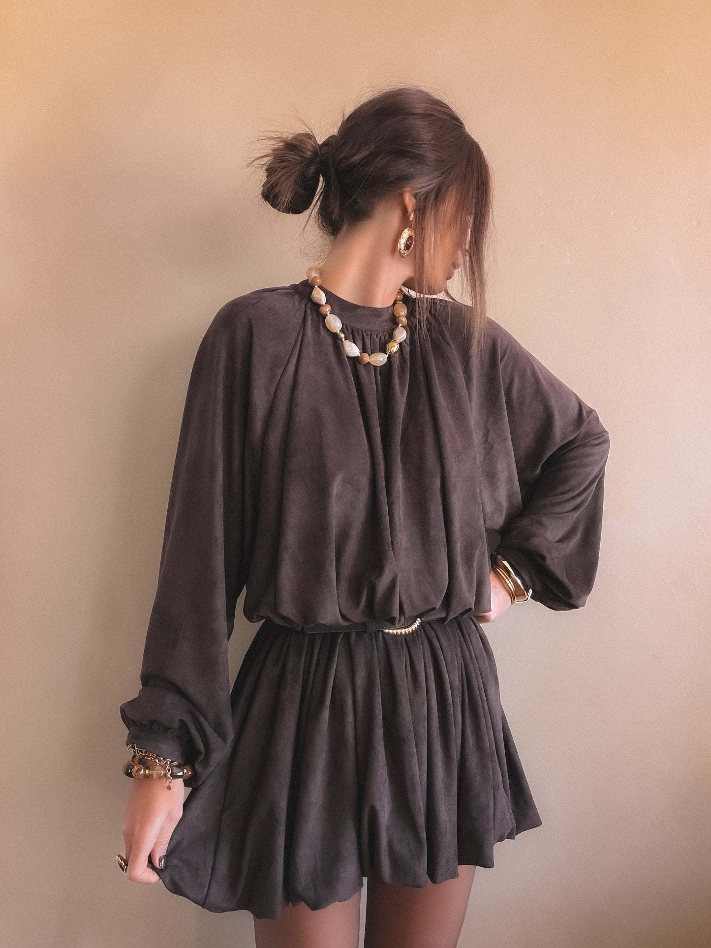 Robe Aria Suédine Marron