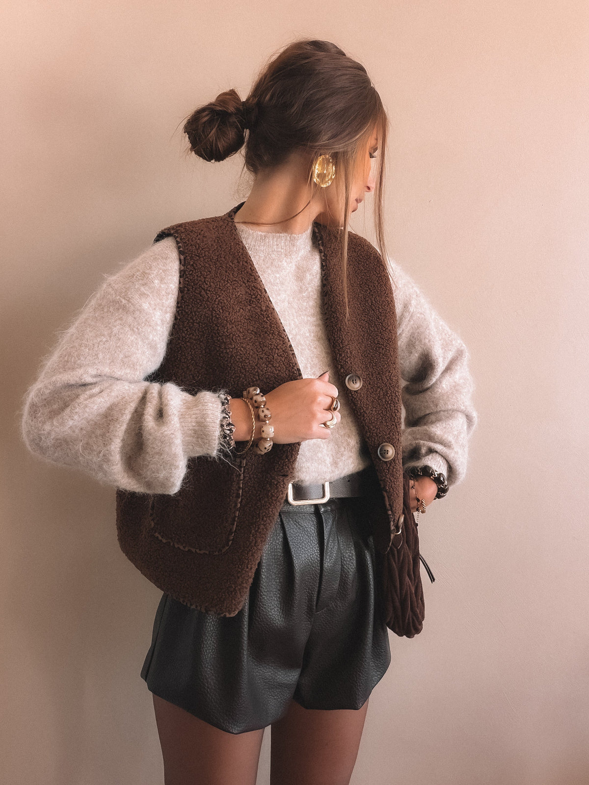 Gilet sans manches ÉLÉONORE Marron
