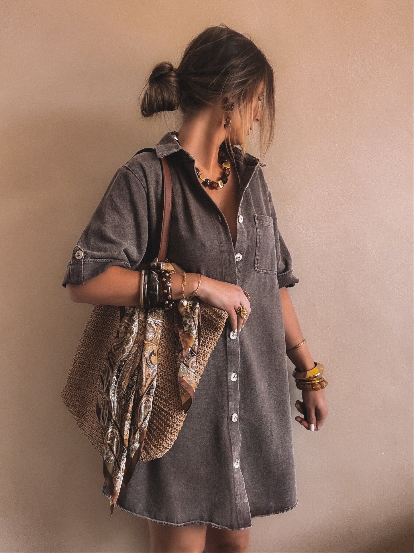 Robe en jean Tara Marron