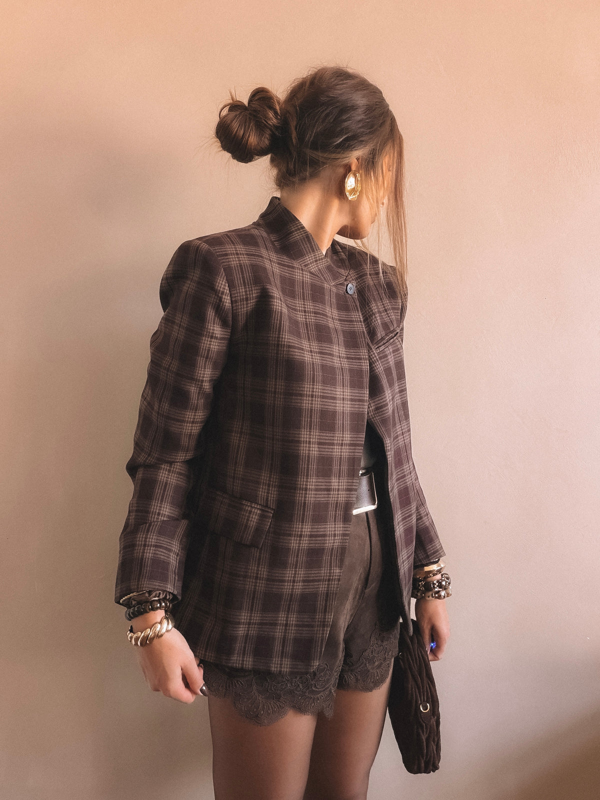 Blazer VICTOIRE à carreaux marron