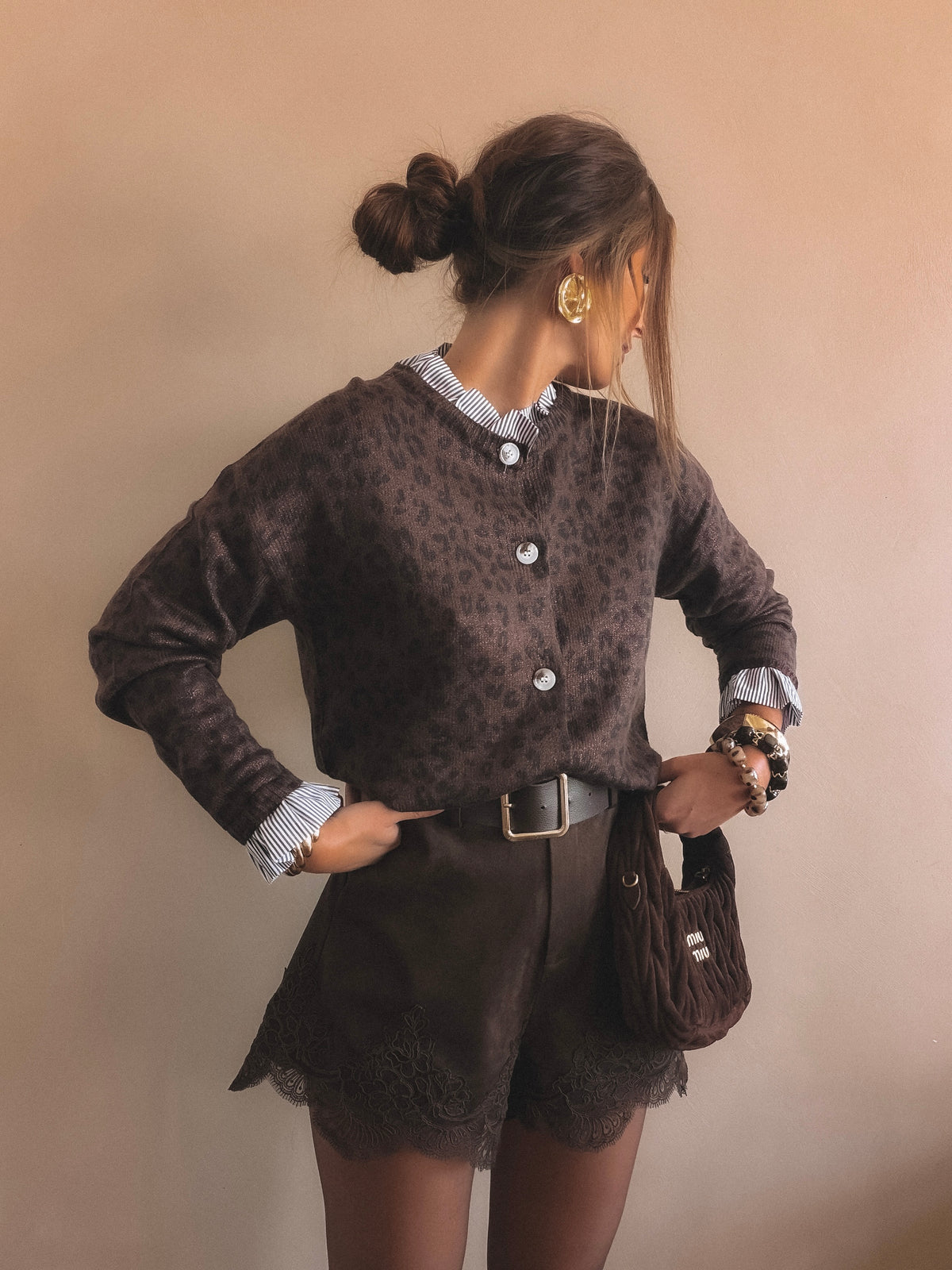 Gillet CÉLESTE léopard marron