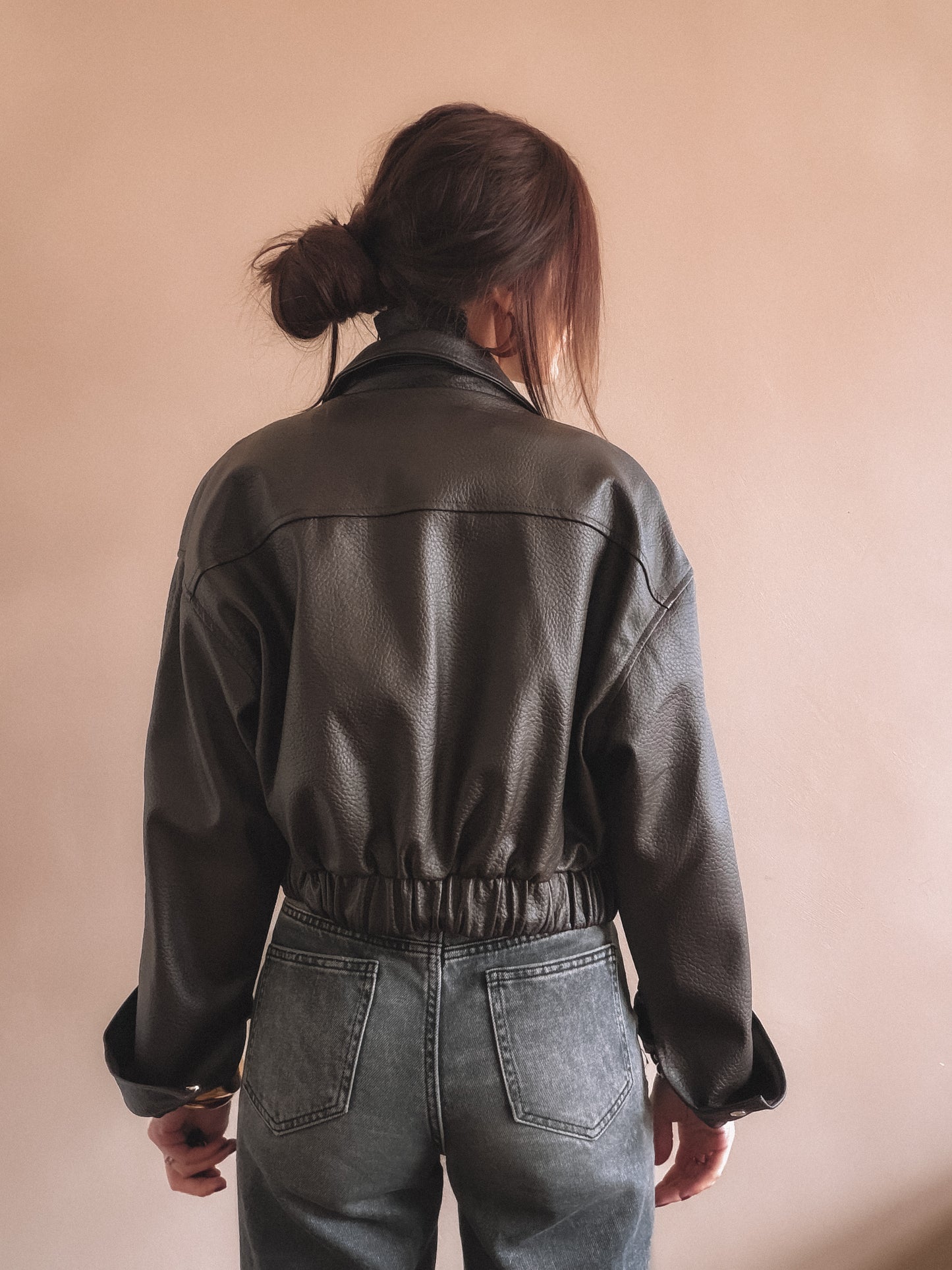 Veste Emma Marron Simili Cuir