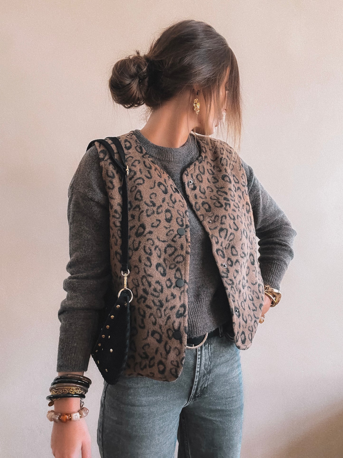 Gilet sans manches léopard Zaya