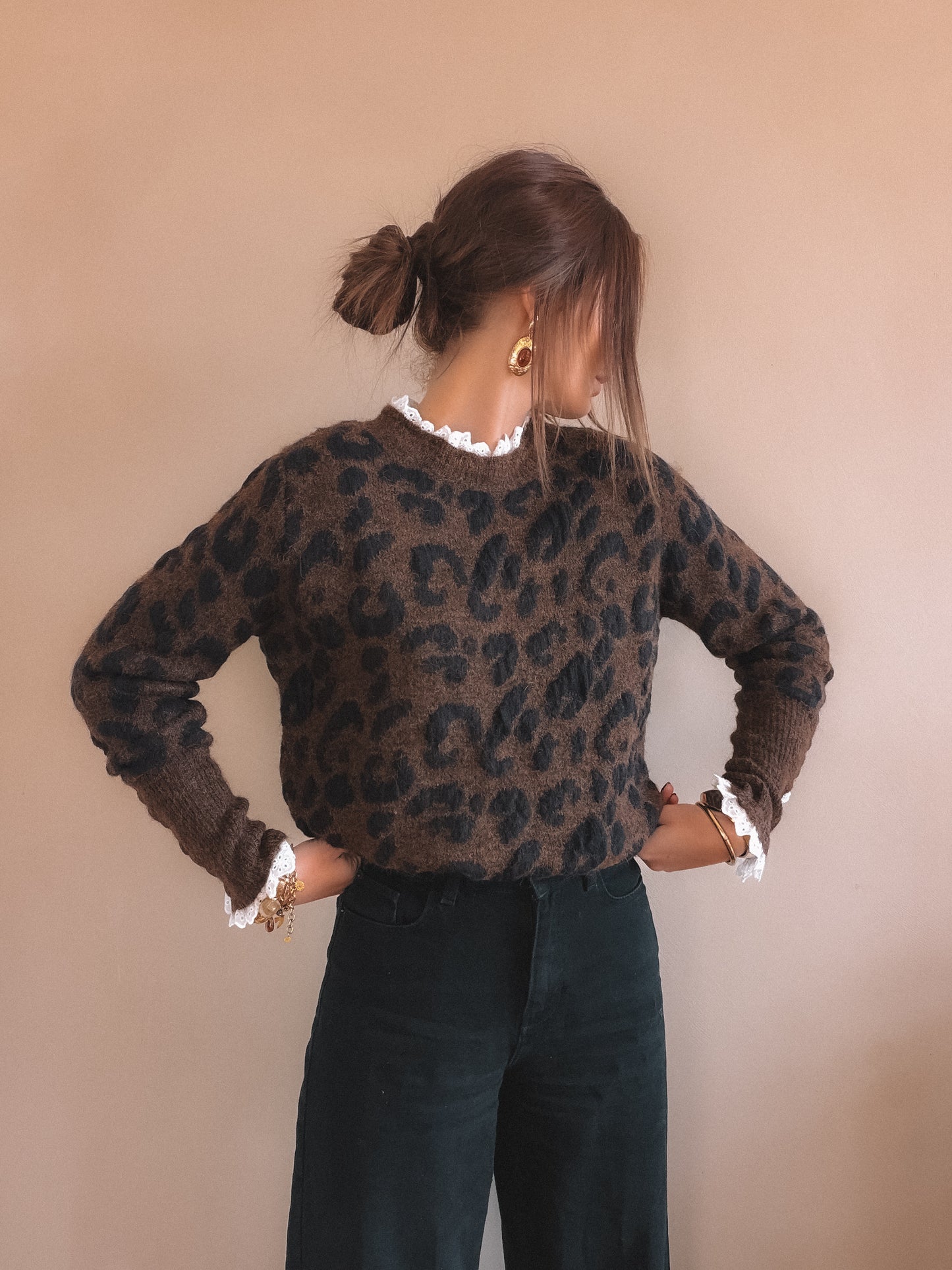 Pull Inès Léopard Marron