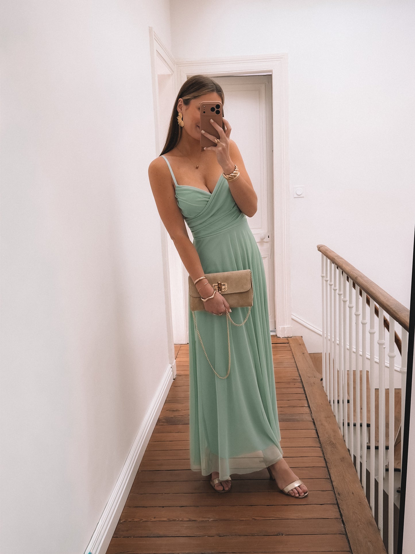 COLLECTION CEREMONIE - Robe LONGUE Talia Vert Sauge