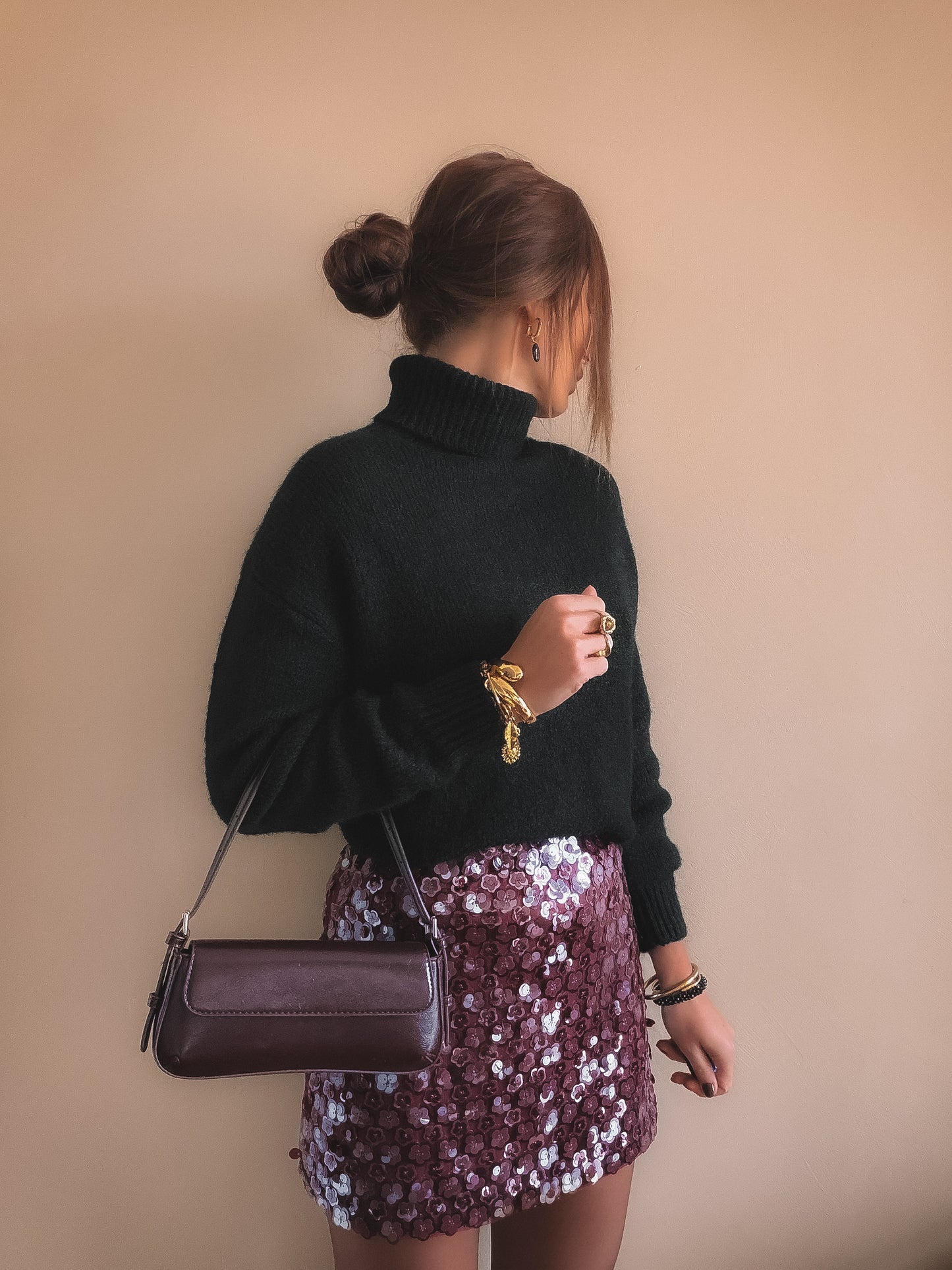 Jupe Ilya sequins Bordeaux
