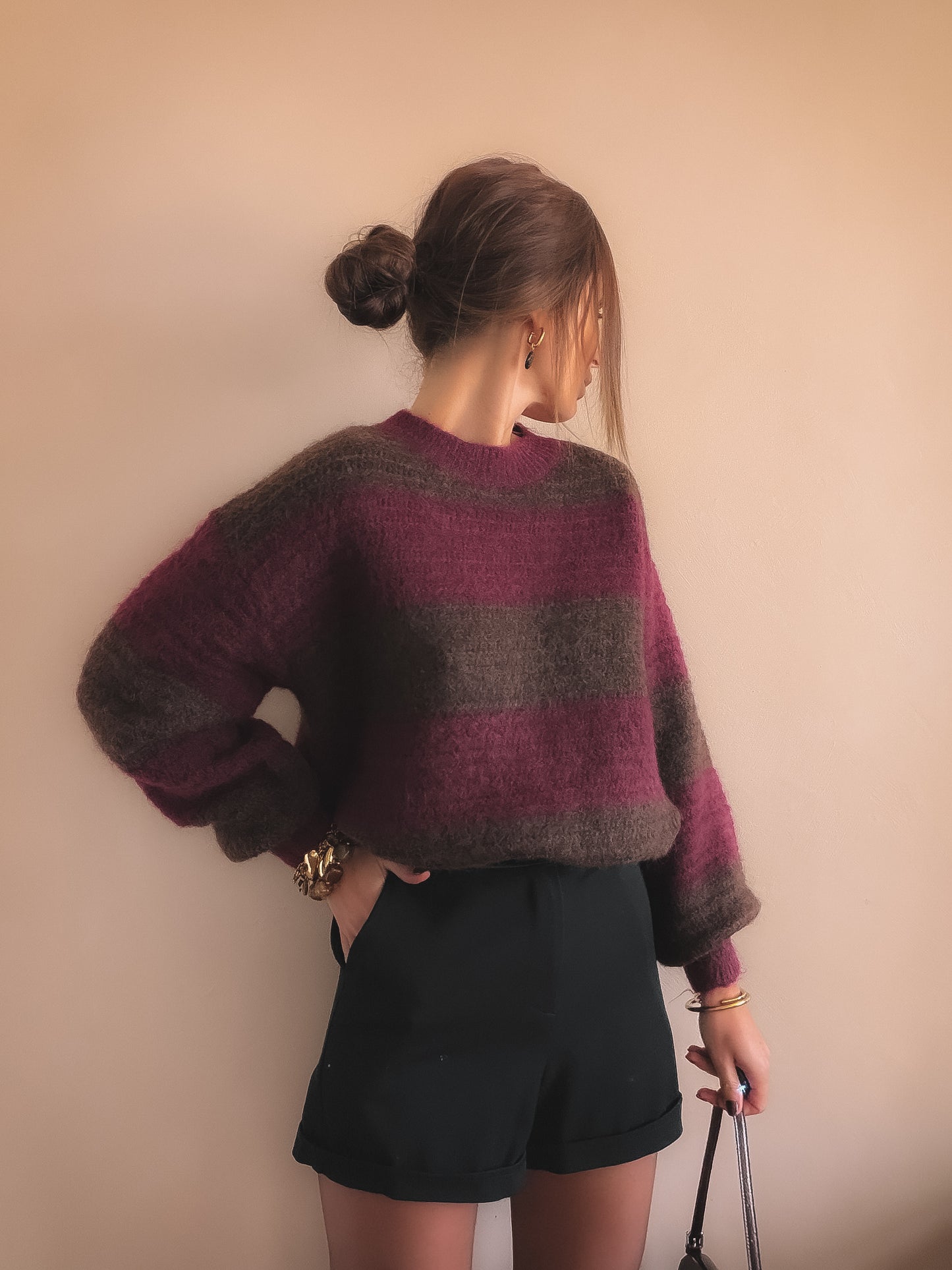Pull Adelia Rayures bordeaux