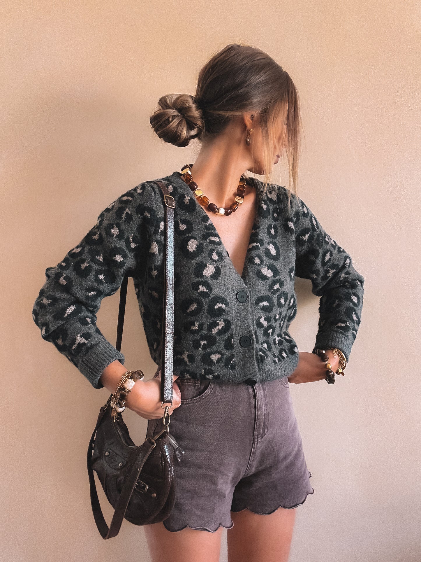 Gilet Lyana Léopard Marron