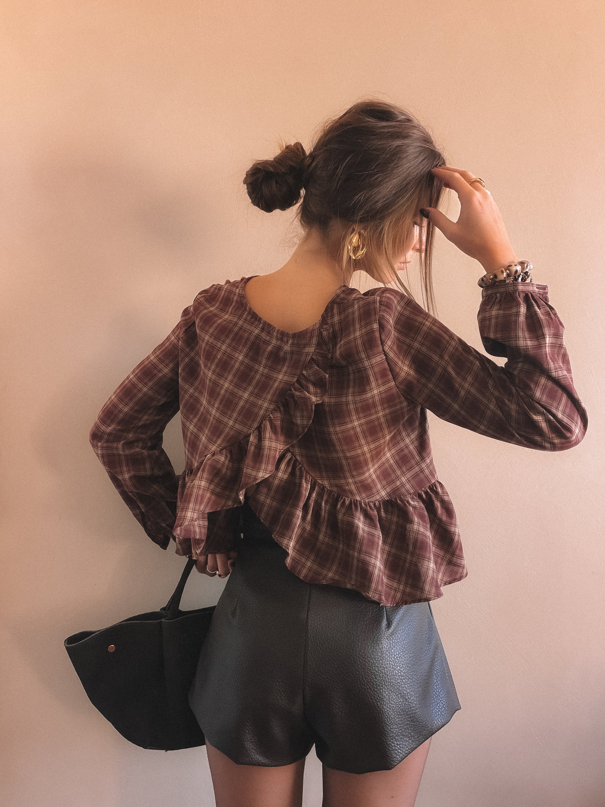 Blouse Léonie Bordeaux à carreaux
