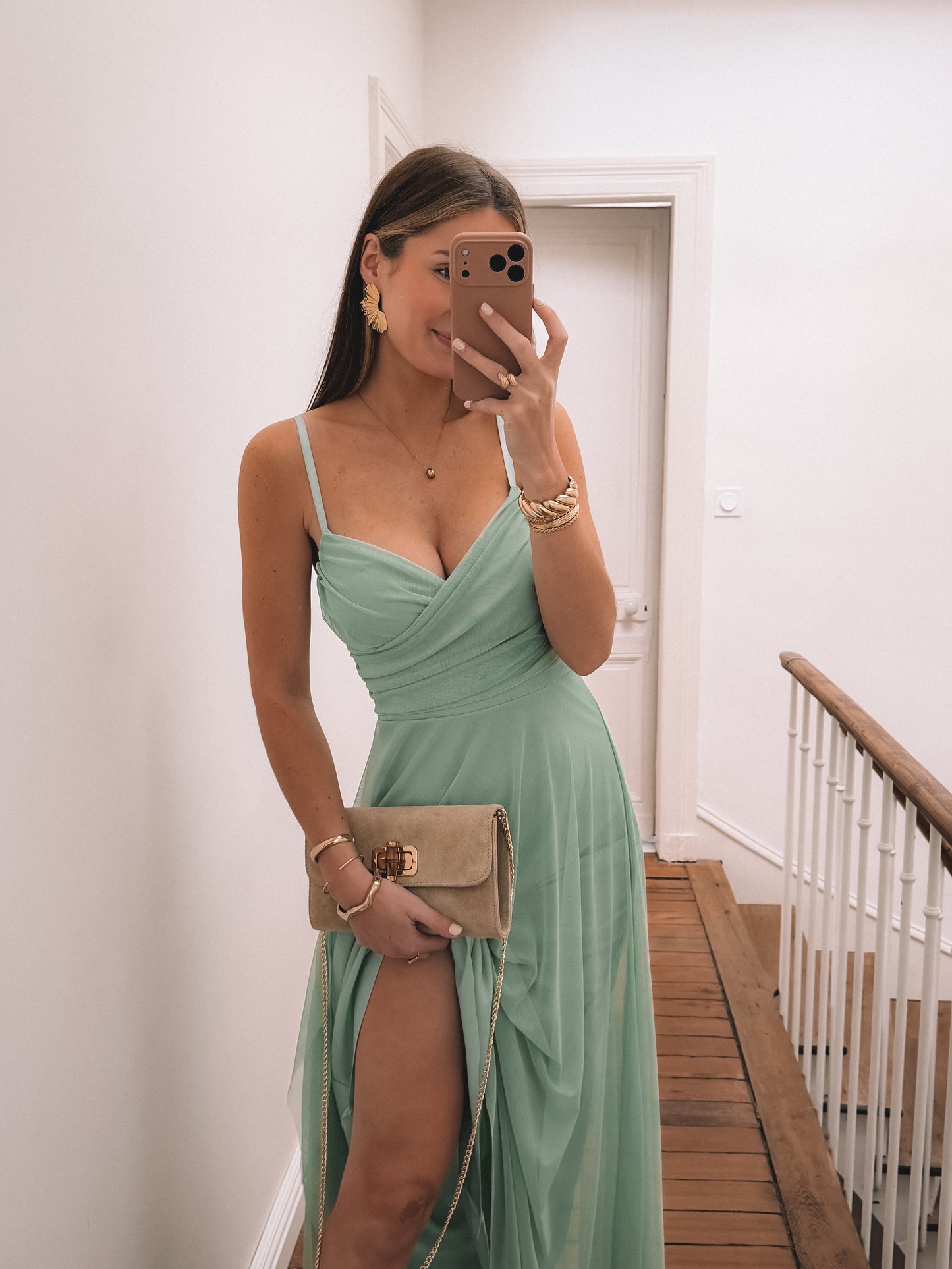 COLLECTION CEREMONIE - Robe LONGUE Talia Vert Sauge
