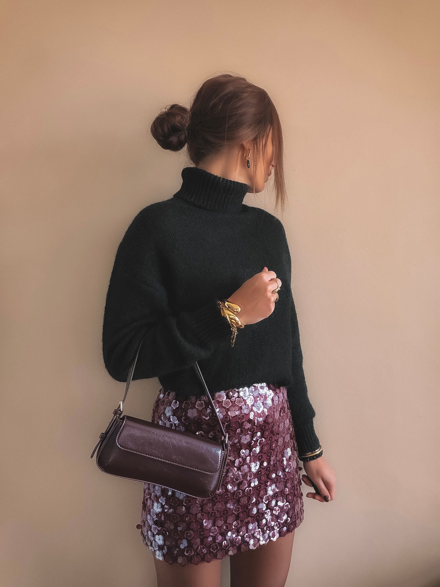 Jupe Ilya sequins Bordeaux