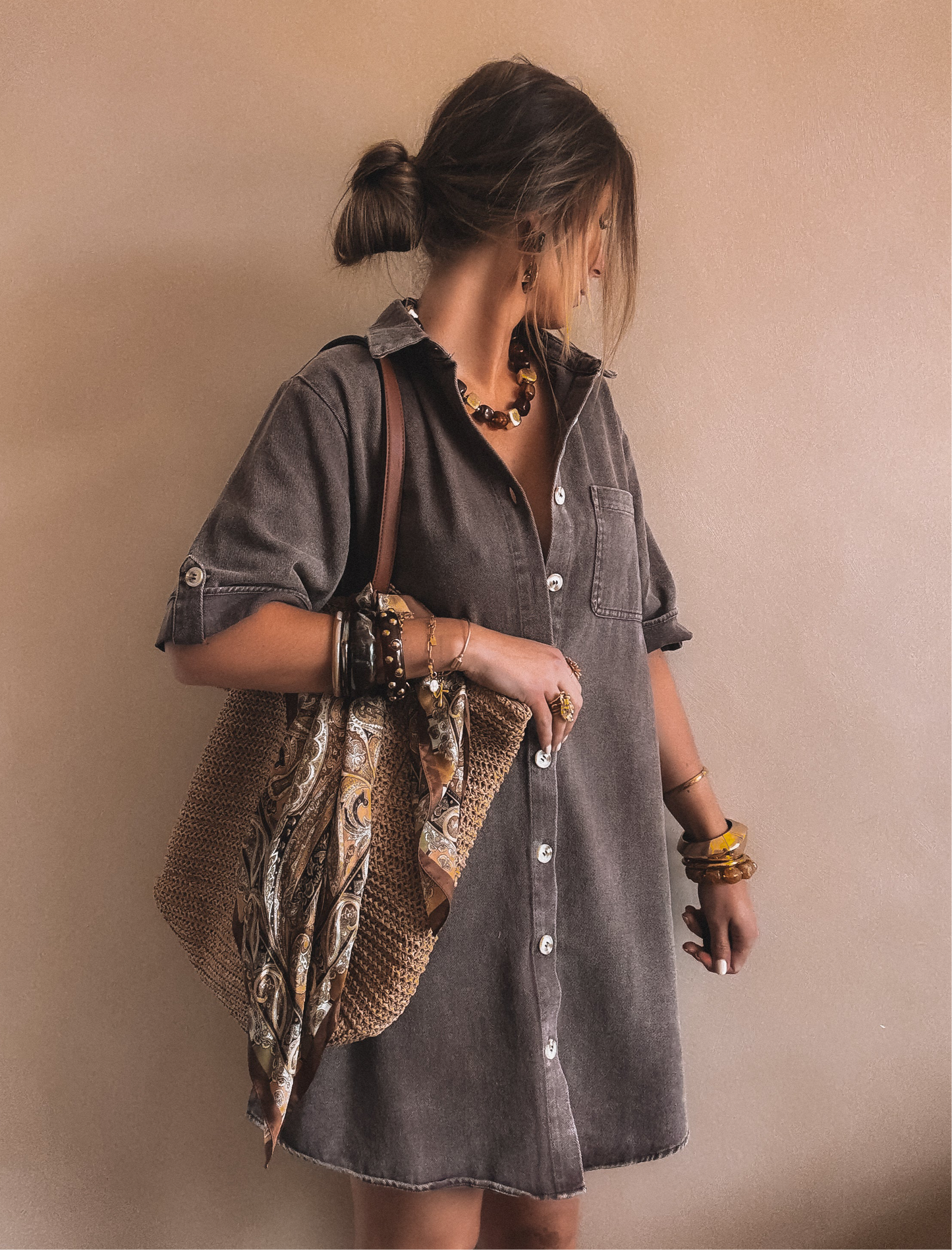 Robe en jean Tara Marron