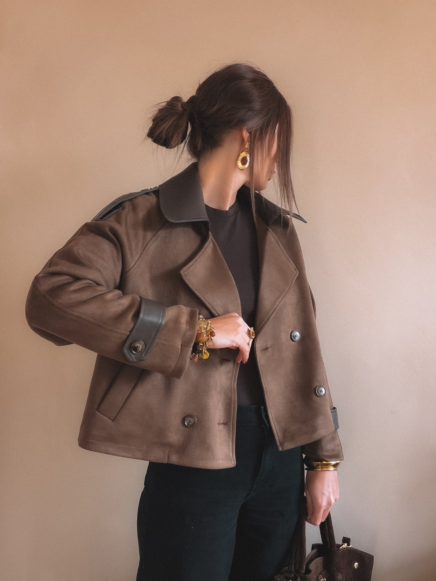 Manteau Charlie Marron Suédine