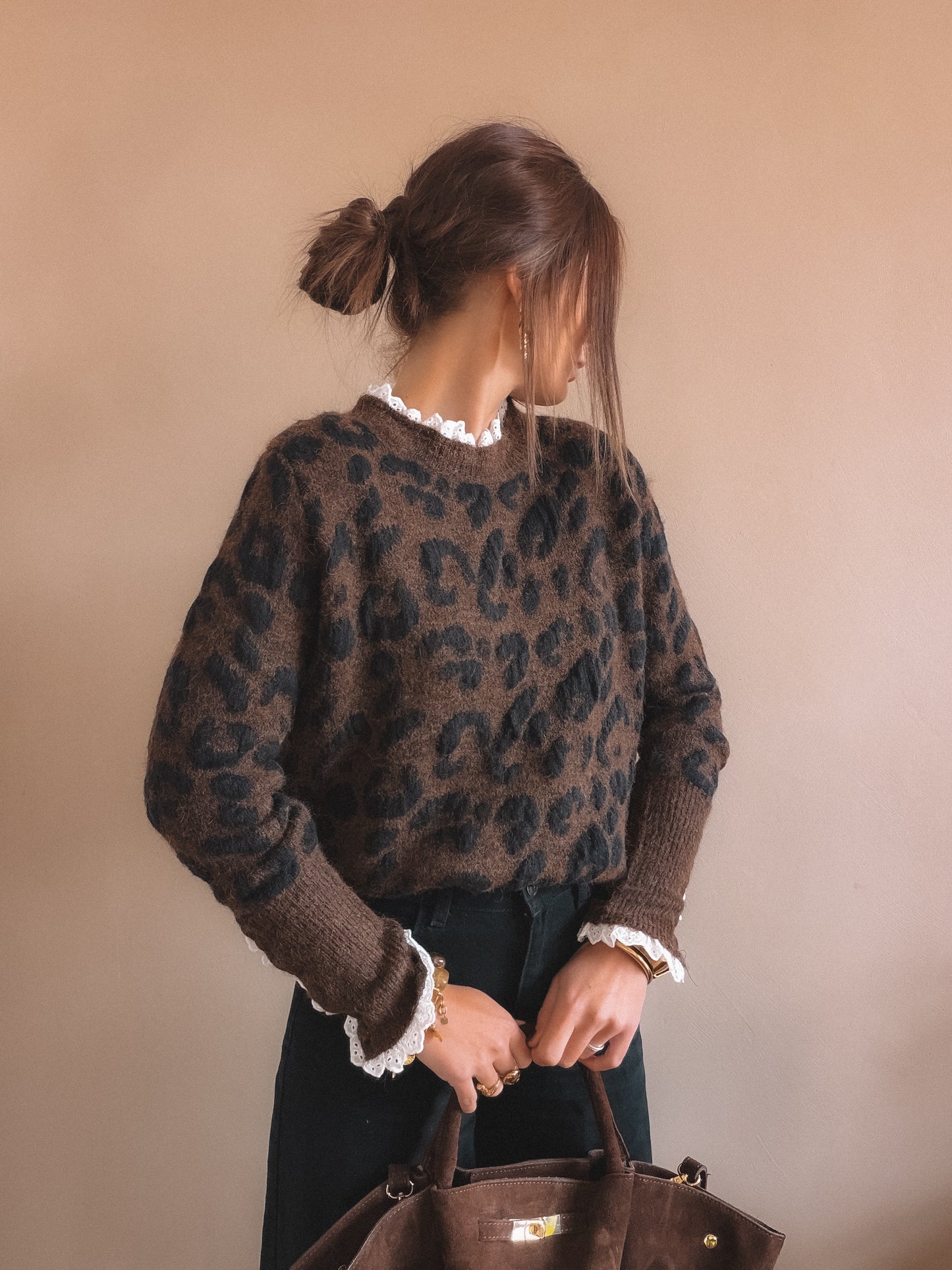 Pull Inès Léopard Marron