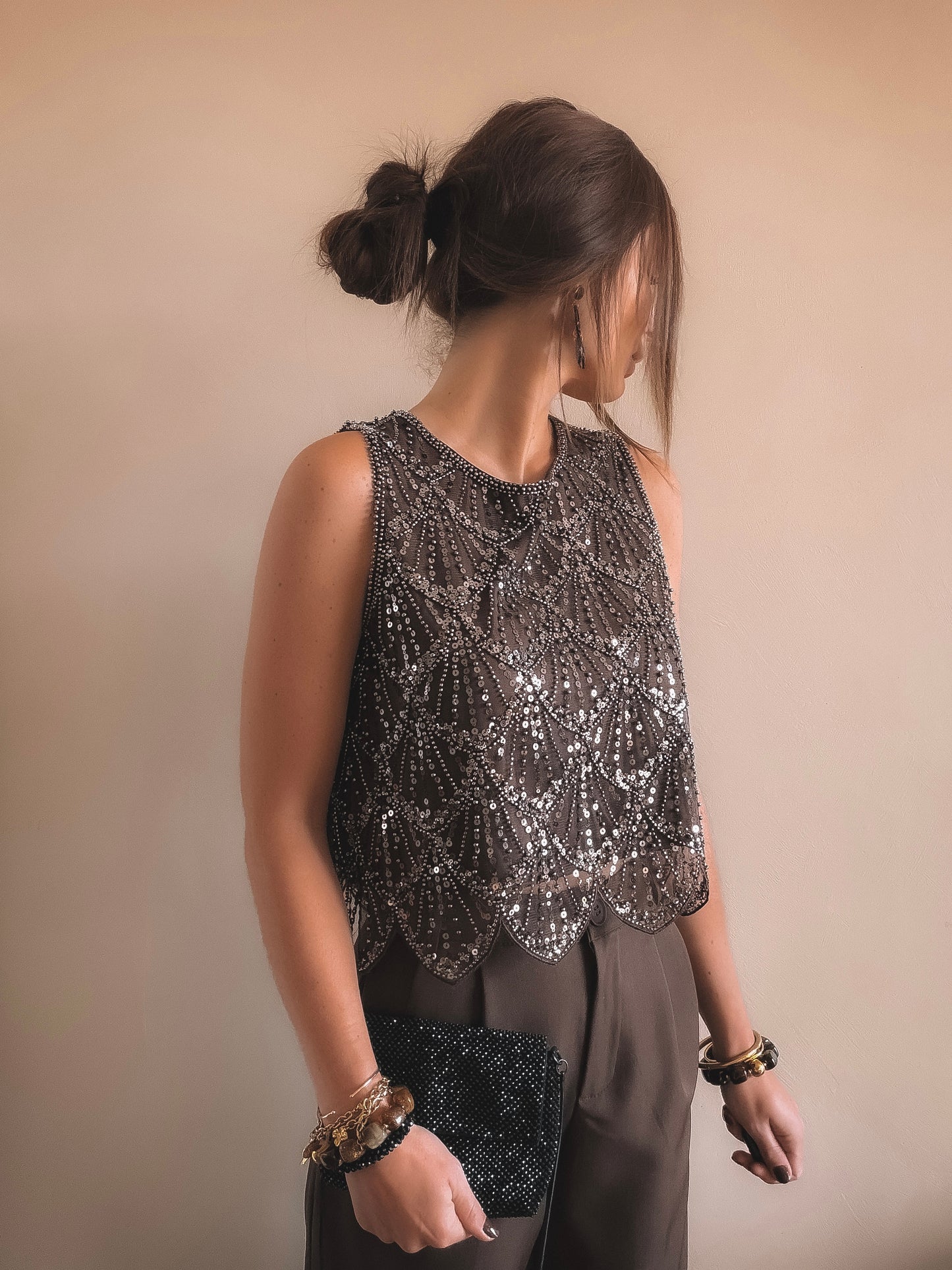 Top Mira Perles Marron