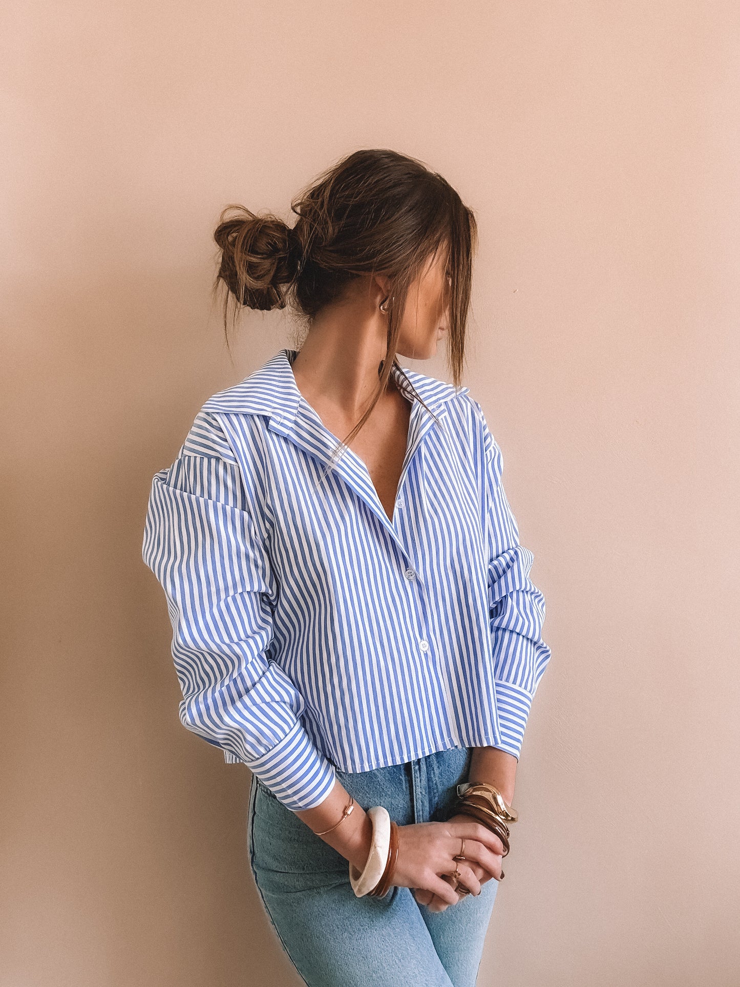 Chemise Judith à rayures bleu