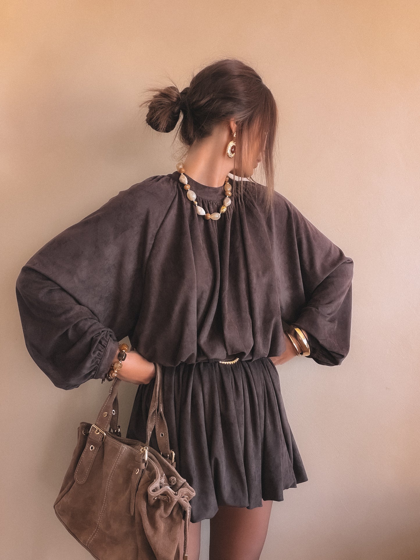 Robe Aria Suédine Marron