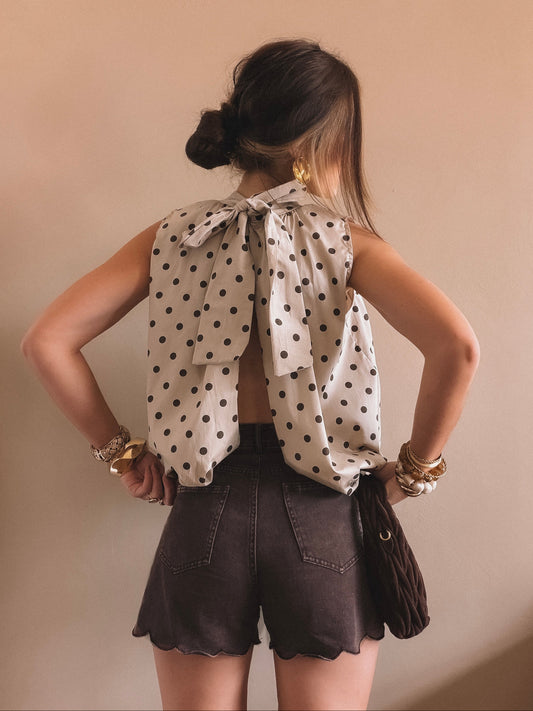 Blouse Célia Beige pois Marron
