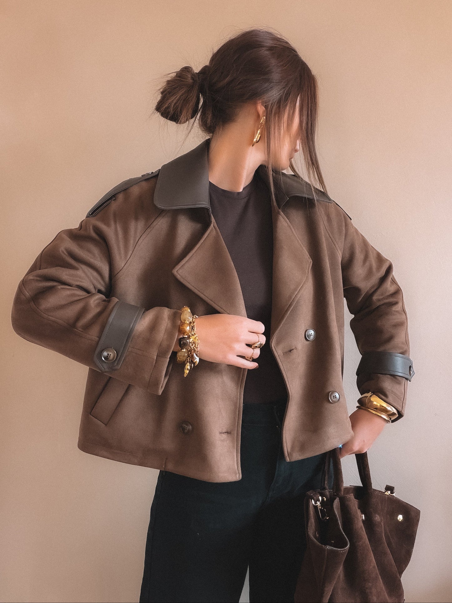 Manteau Charlie Marron Suédine