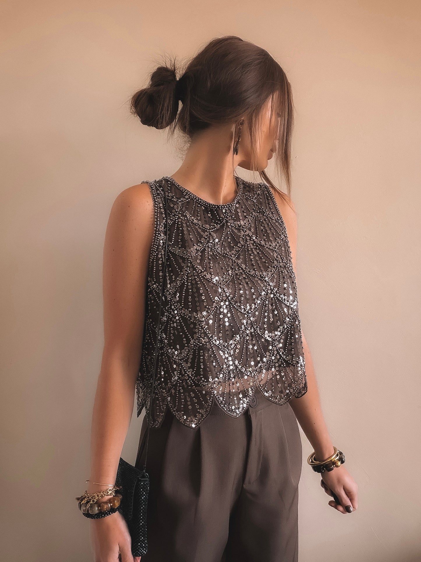 Top Mira Perles Marron