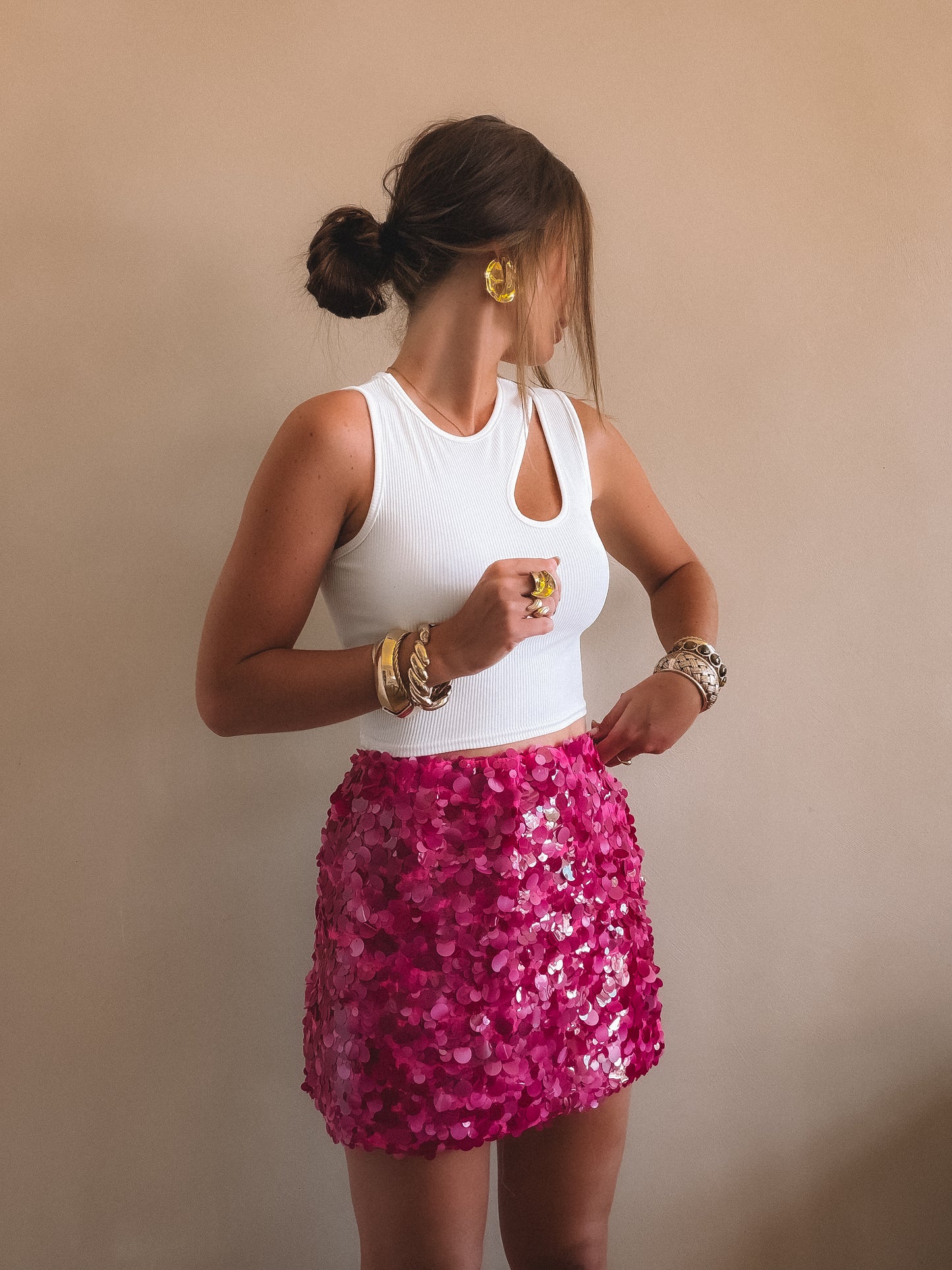 Jupe Lola sequins rose