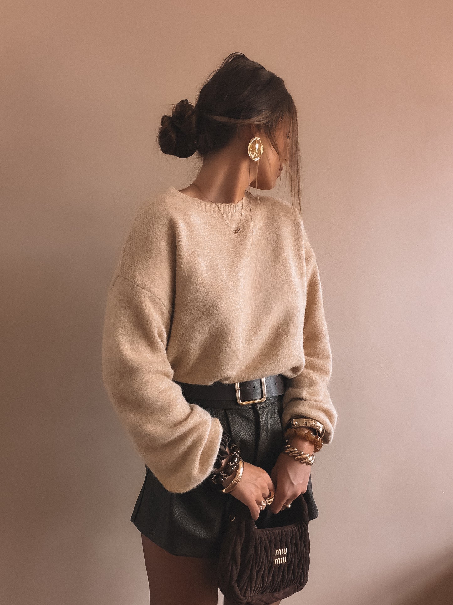 Short Mila Marron effet cuir