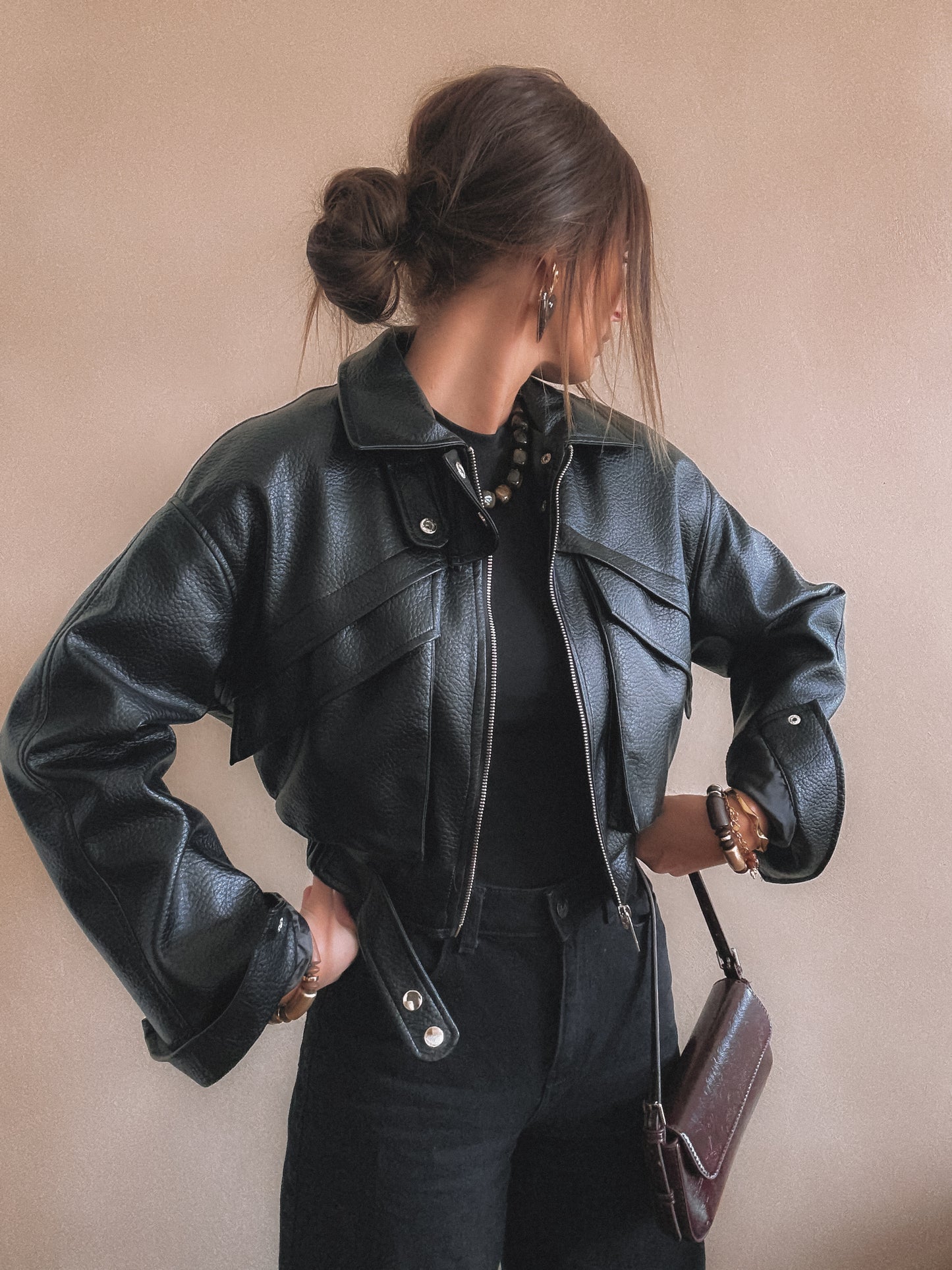 Veste Emma Noir Simili Cuir