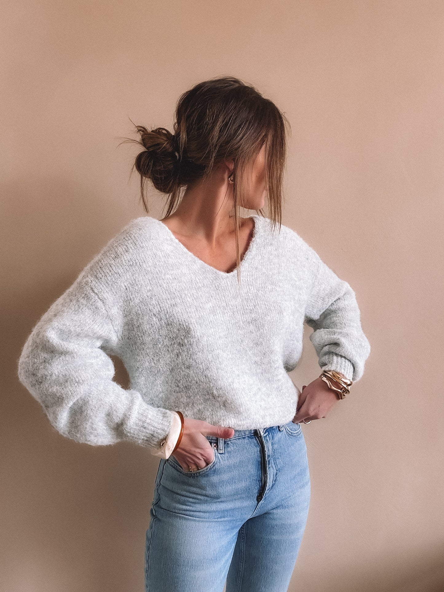 Pull Béa gris dos nu