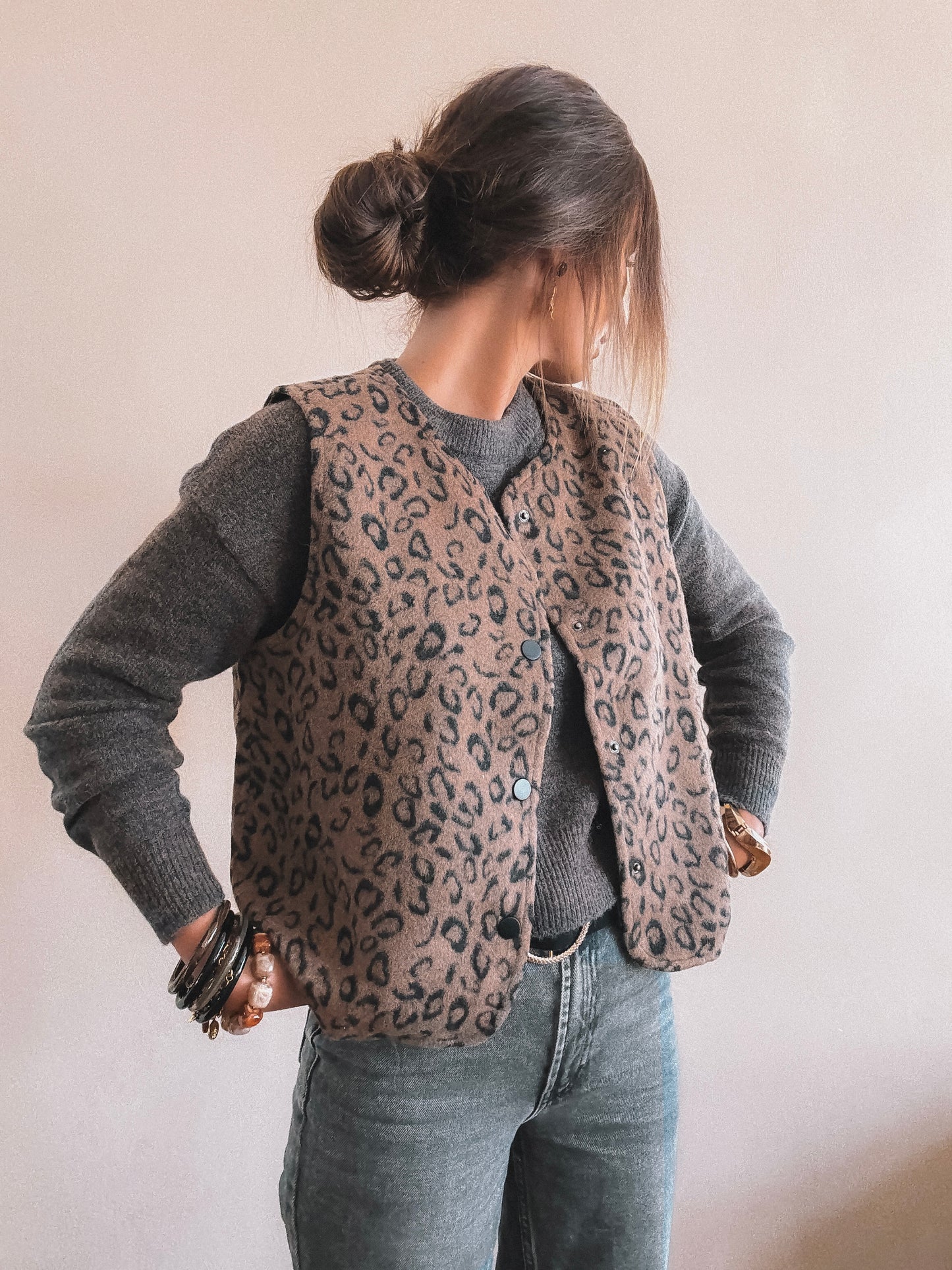 Gilet sans manches léopard Zaya