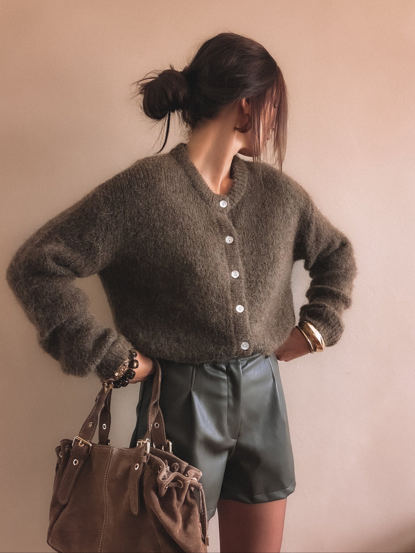 Short June Taupe Simili Cuir