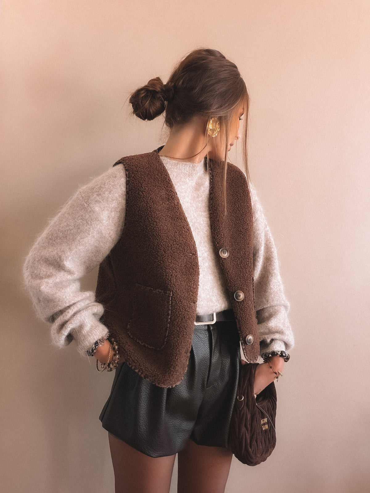Gilet sans manches ÉLÉONORE Marron