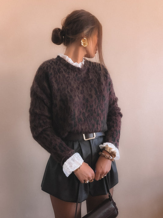 Pull Thais Leopard Marron