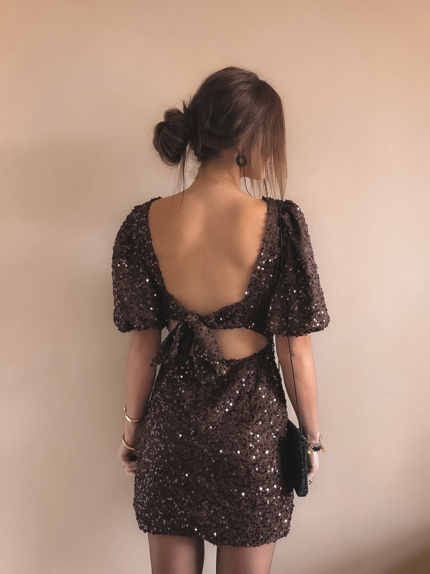 Robe Talia Dos Nu Marron