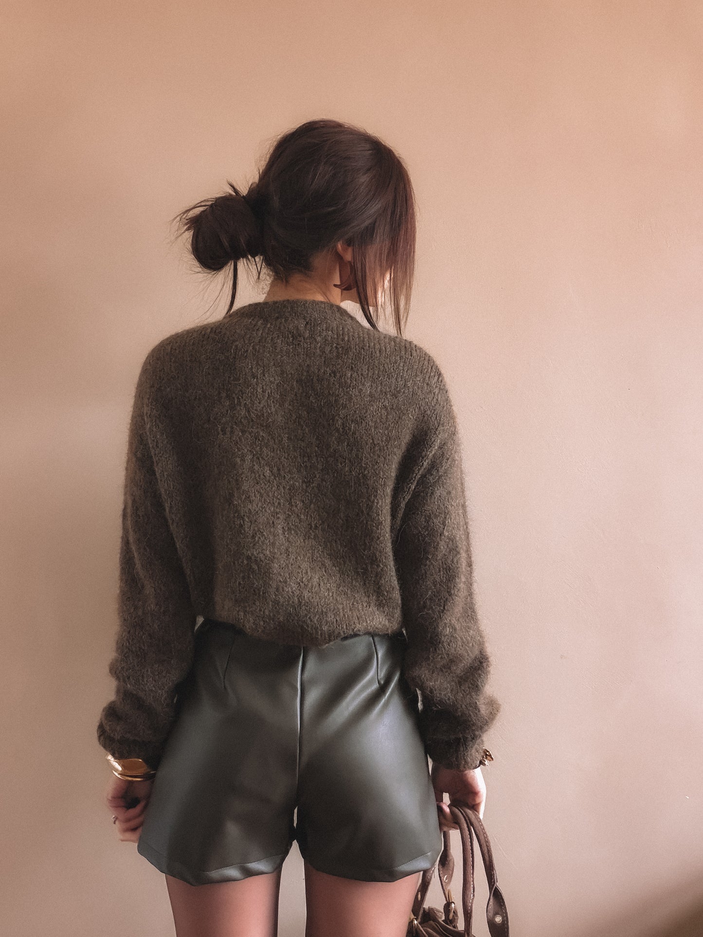 Short June Taupe Simili Cuir