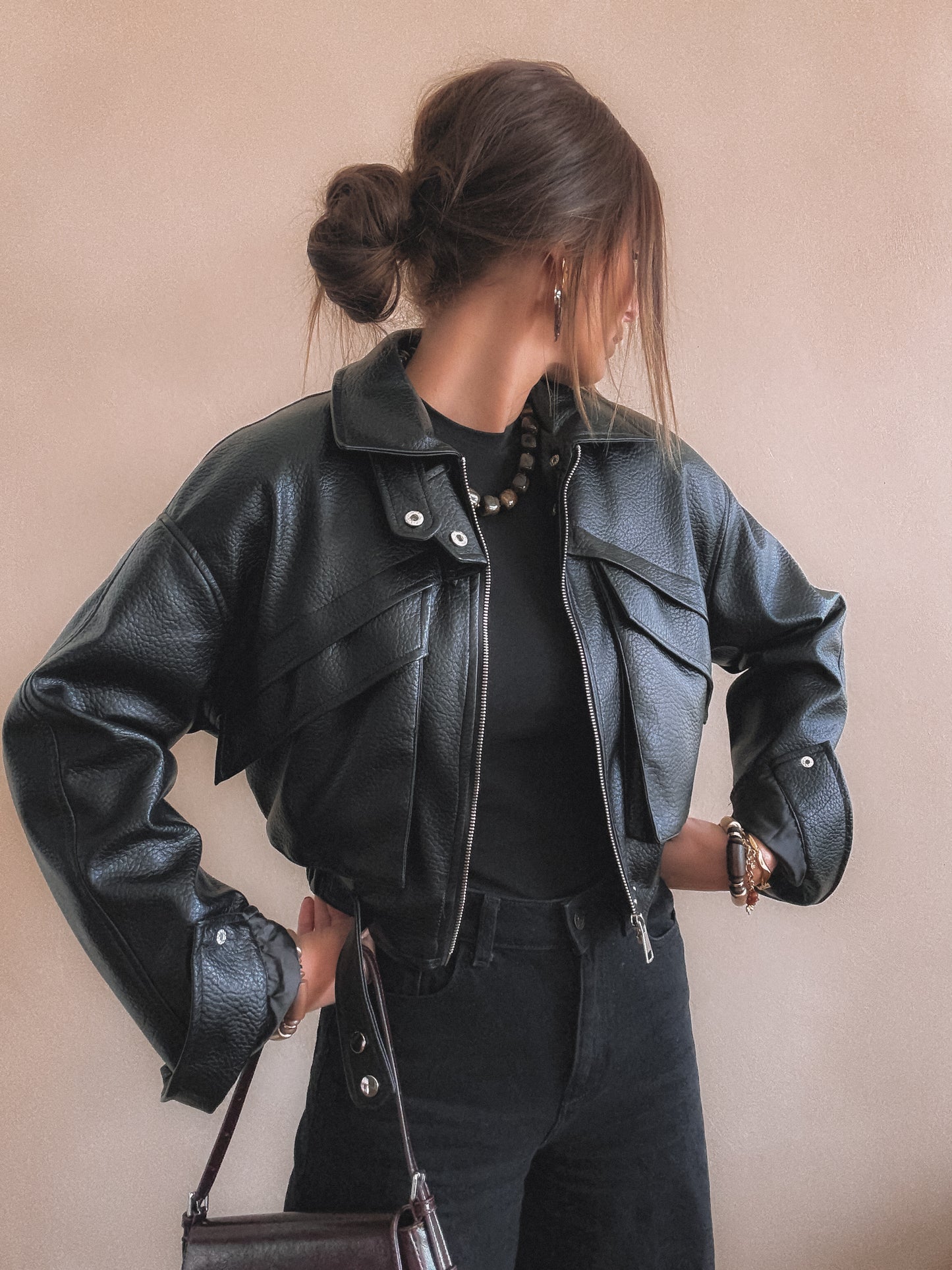 Veste Emma Noir Simili Cuir