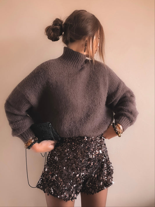 Short Léo Sequins marron