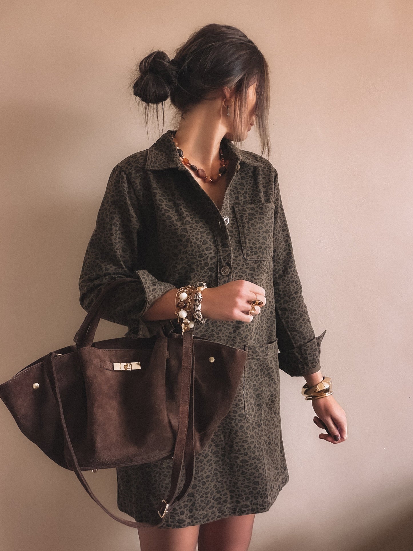 Robe en jean Ines Leopard