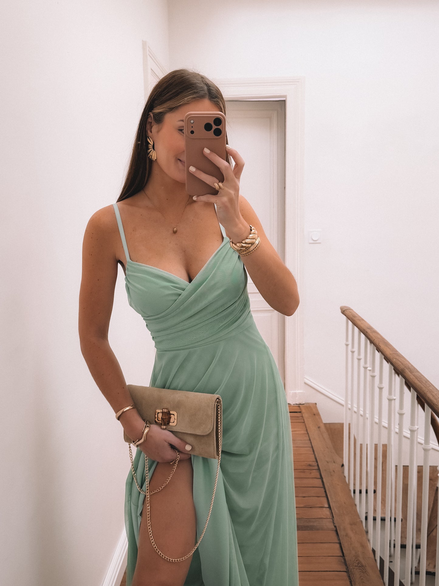COLLECTION CEREMONIE - Robe LONGUE Talia Vert Sauge