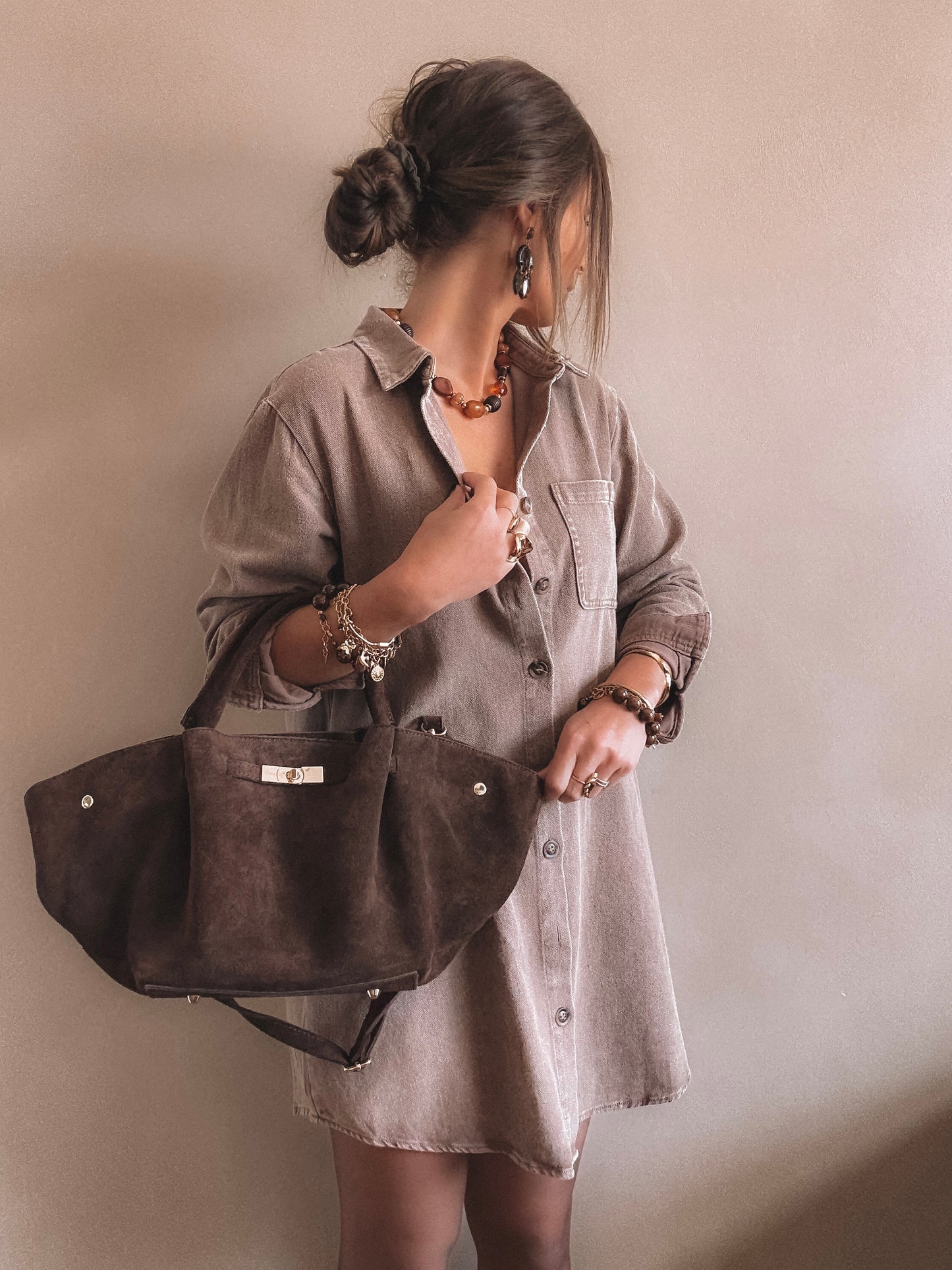 Robe en jean Ines Taupe