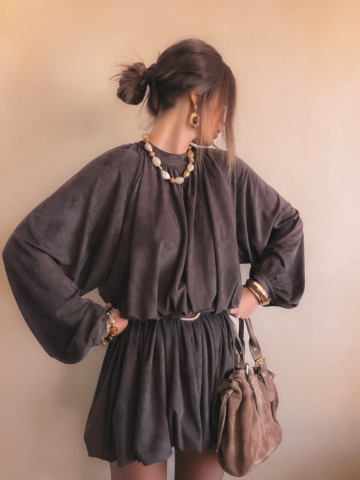 Robe Aria Suédine Marron