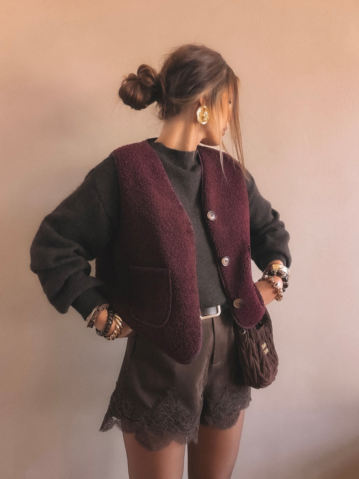 Gilet sans manches ÉLÉONORE bordeaux