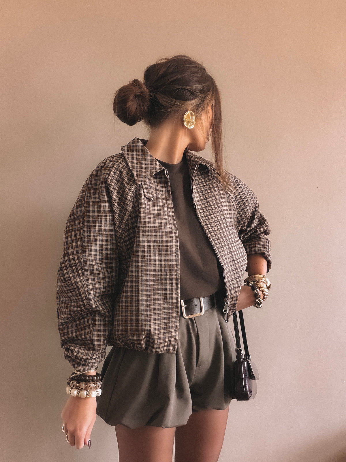 Veste Agathe à carreaux Marron