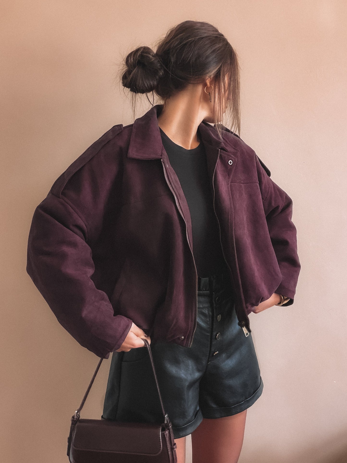Veste Ruby Suédine Bordeaux